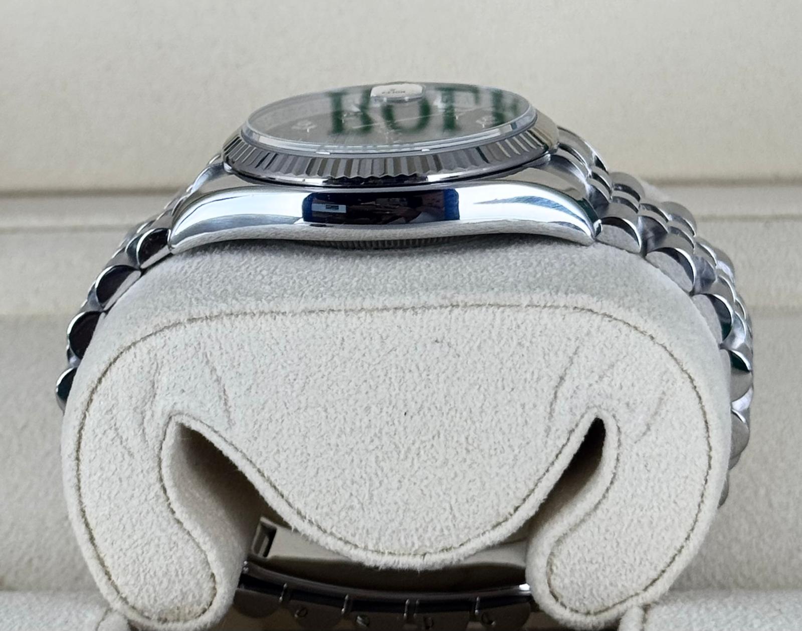 Rolex Datejust 36 Blaues Zifferblatt mit Diamanten am Jubilee-Armband Box und Papiere 2017 LC 100
