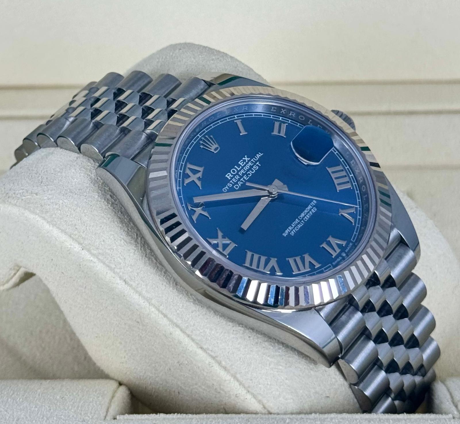Rolex Datejust 41 Azzurblaues Zifferblatt 2021 Box und Papiere Jubilee-Armband