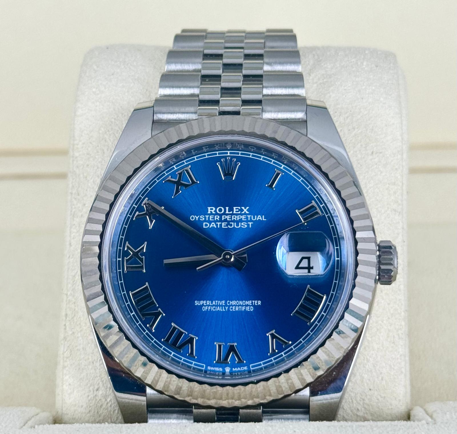Rolex Datejust 41 Azzurblaues Zifferblatt 2021 Box und Papiere Jubilee-Armband