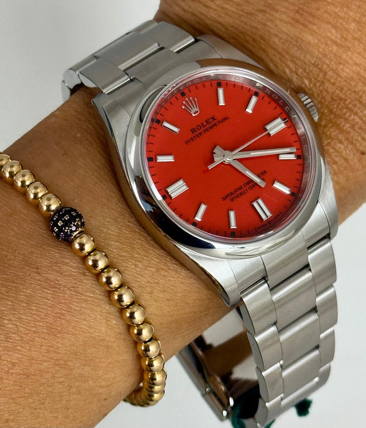 Rolex Oyster Perpetual 36 Coral RED dial Full Set 2021