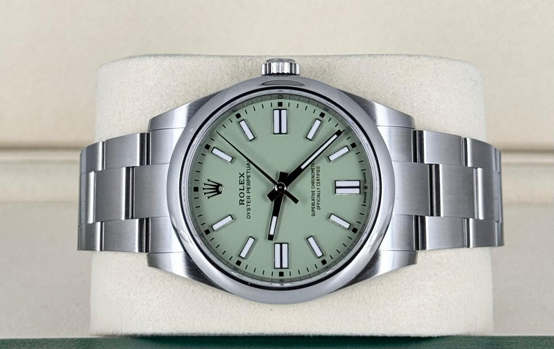 Rolex Oyster Perpetual Date Stainless Dial (2025) Pistachio New 2025 Fresh Date Full Set including White Tag