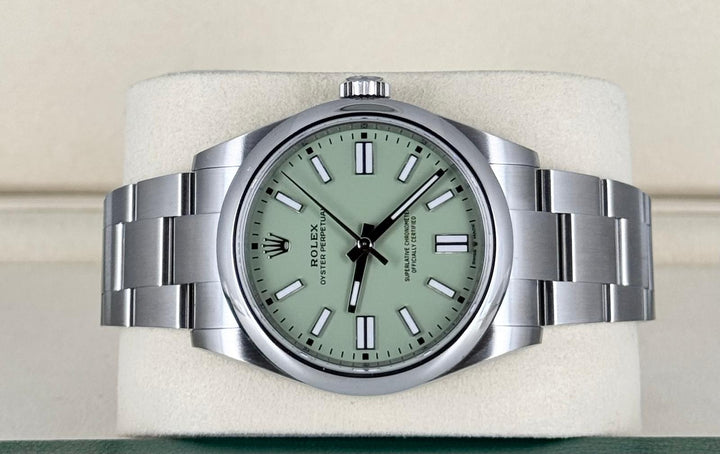 Rolex Oyster Perpetual Date Stainless Dial (2025) Pistachio New 2025 Fresh Date Full Set including White Tag
