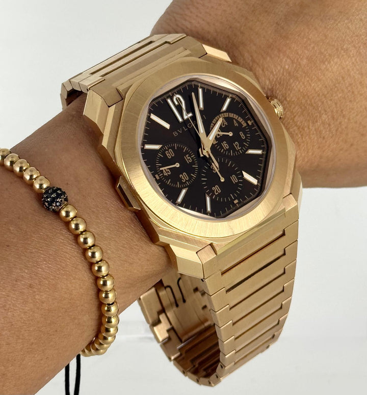 Finissimo Chronograph GMT 2023 Full Set+ Original Bulgari Rose Gold Braclet + invoice