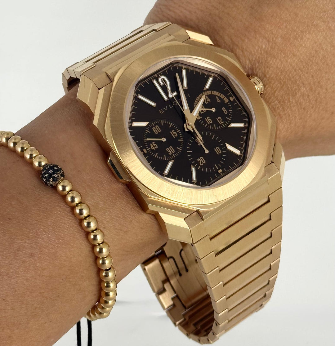 Finissimo Chronograph GMT 2023 Full Set+ Original Bulgari Rose Gold Braclet + invoice
