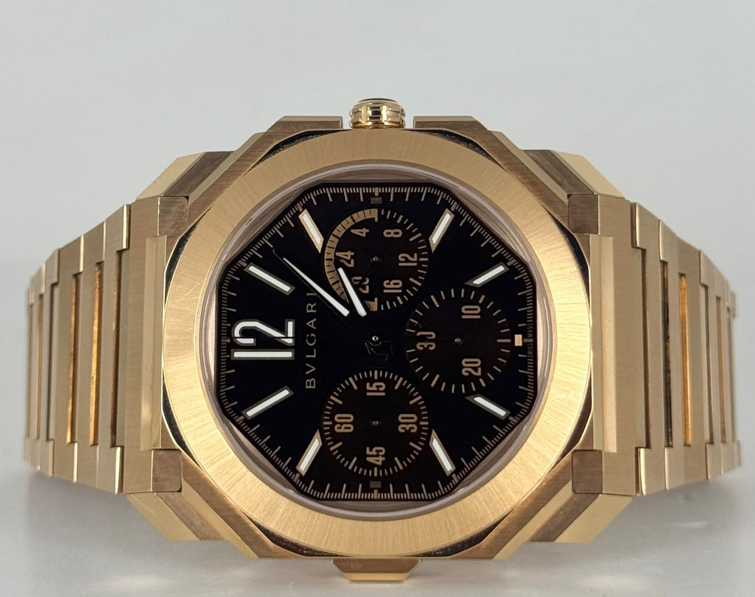 Finissimo Chronograph GMT 2023 Full Set+ Original Bulgari Rose Gold Braclet + invoice