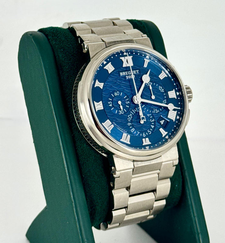Breguet Marine Chronograph 5527 BB 18k White Gold Full Set 2022 After Service BEST PRICE WORLD WIDE!