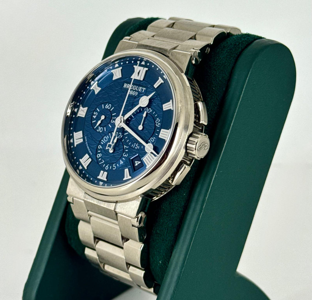 Breguet Marine Chronograph 5527 BB 18k White Gold Full Set 2022 After Service BEST PRICE WORLD WIDE!