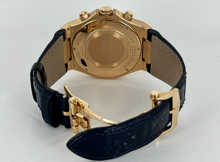Girard Perregaux Laureato Chronograph 18 K PINK GOLD ON BLUE DIAL FULL SET BEST PRICE WORLD WIDE 2023 UNpolished Like NEW EXTRA FULL