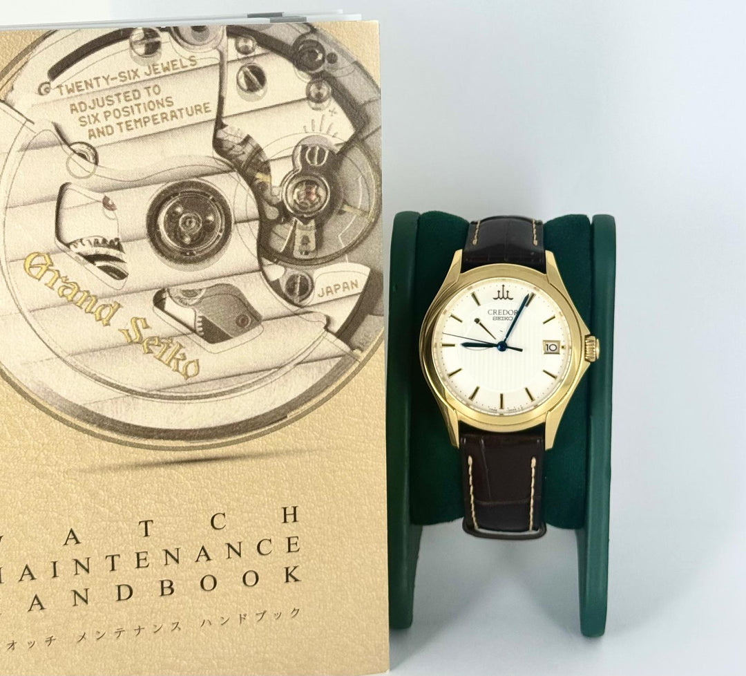 Grand Seiko Credor Spring Drive Movement Very rare with papers 18k Massive Gold with instrucions Book Hybrid 38.5 mm