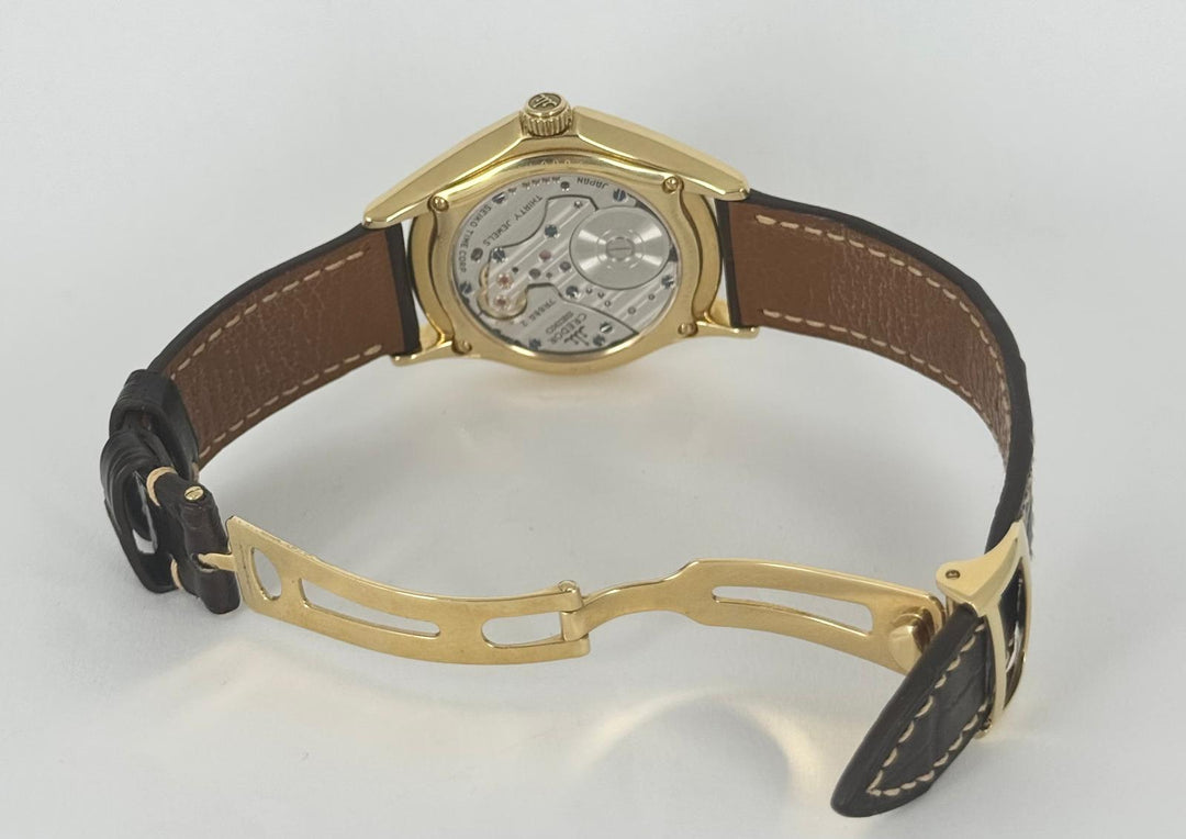 Grand Seiko Credor Spring Drive Movement Very rare with papers 18k Massive Gold with instrucions Book Hybrid 38.5 mm