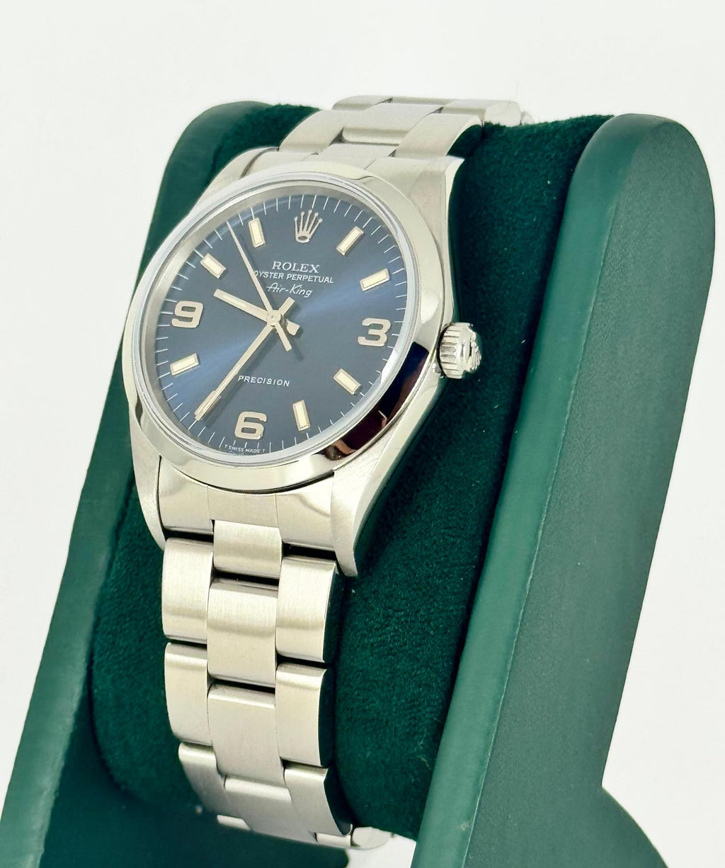 Rolex Air King Seriennummer U 1997 blaues Zifferblatt