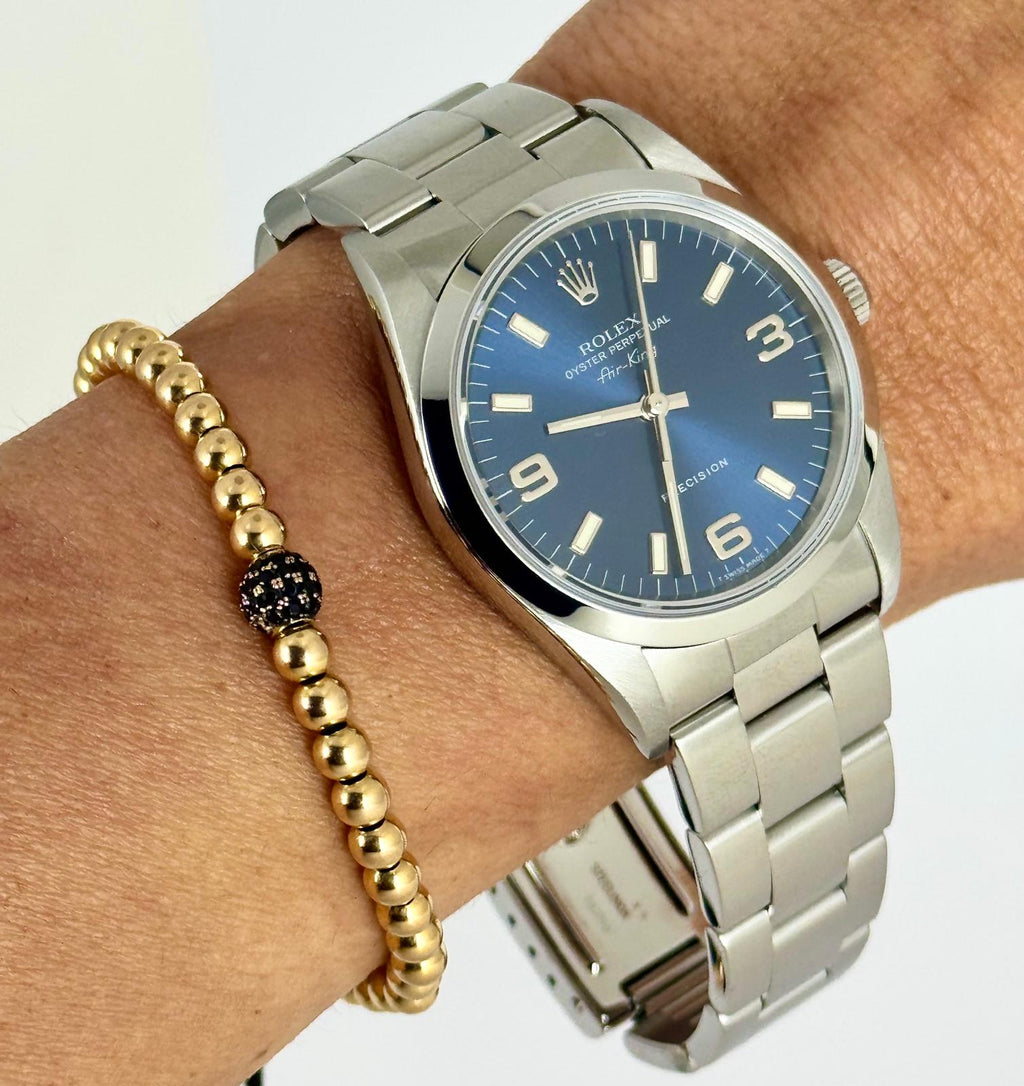 Rolex Air King Seriennummer U 1997 blaues Zifferblatt