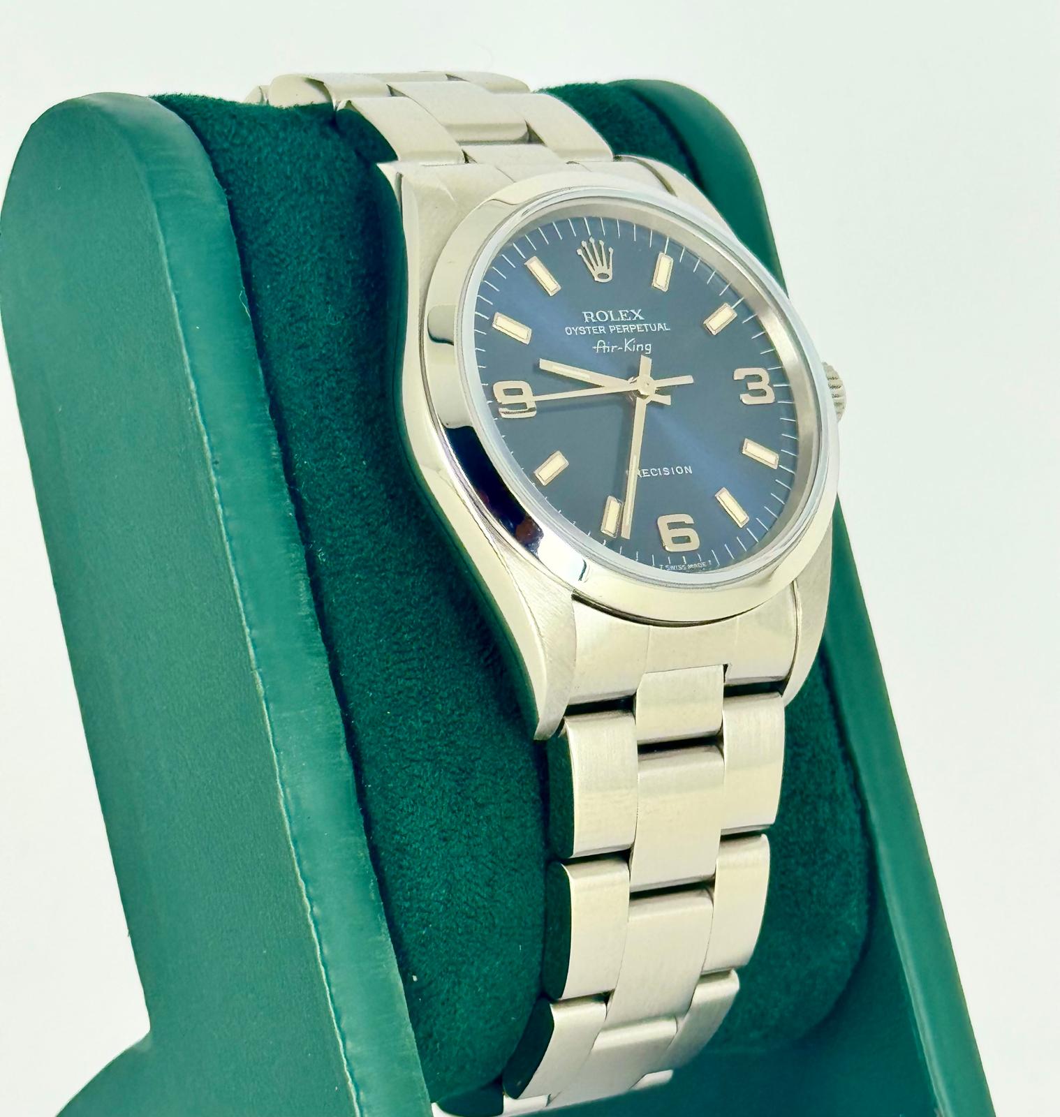 Rolex Air King Seriennummer U 1997 blaues Zifferblatt