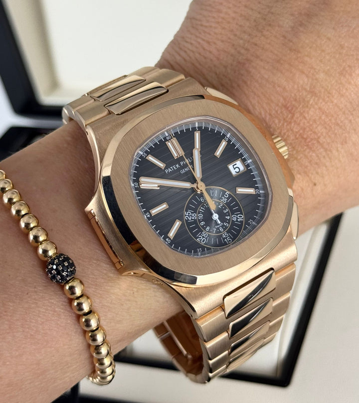 Patek Philippe Nautilus, Rose Gold, Chronograph, Full set
