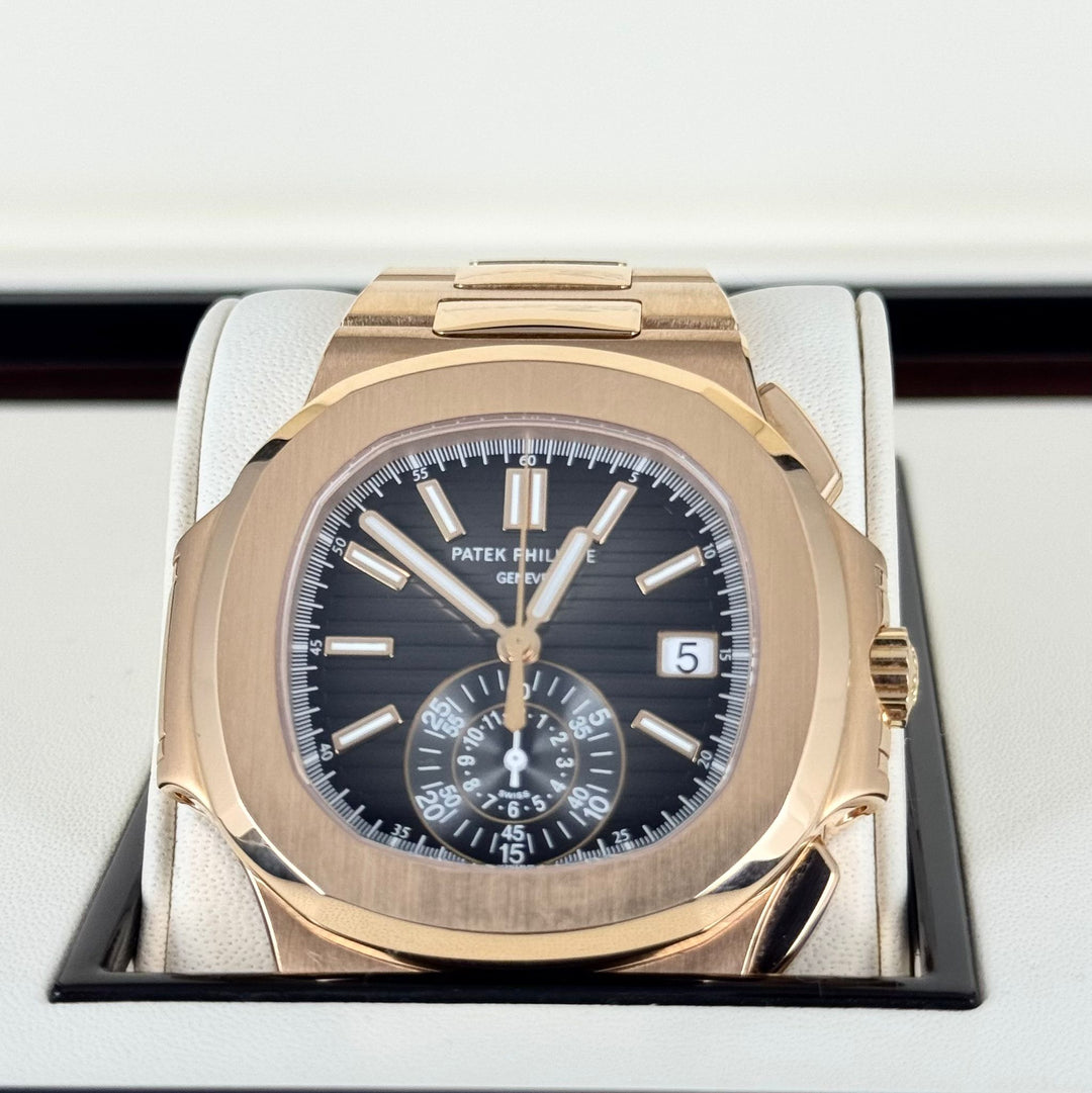 Patek Philippe Nautilus, Rose Gold, Chronograph, Full set