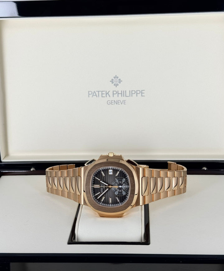 Patek Philippe Nautilus, Rose Gold, Chronograph, Full set