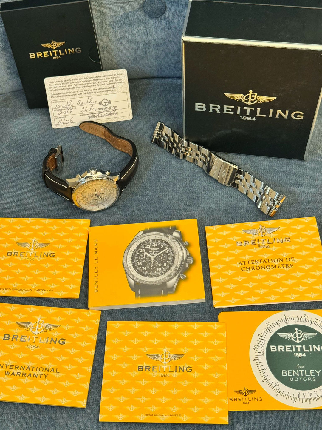 Breitling Bentley Le Mans FULL SET with LEather and Steel Straps !!!