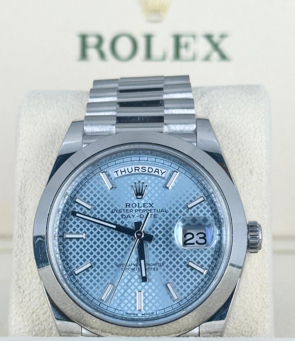 Rolex Day-Date 40 Platin beste Preise weltweit Platin 950 2016 EU-Set Komplettset unpoliert !!