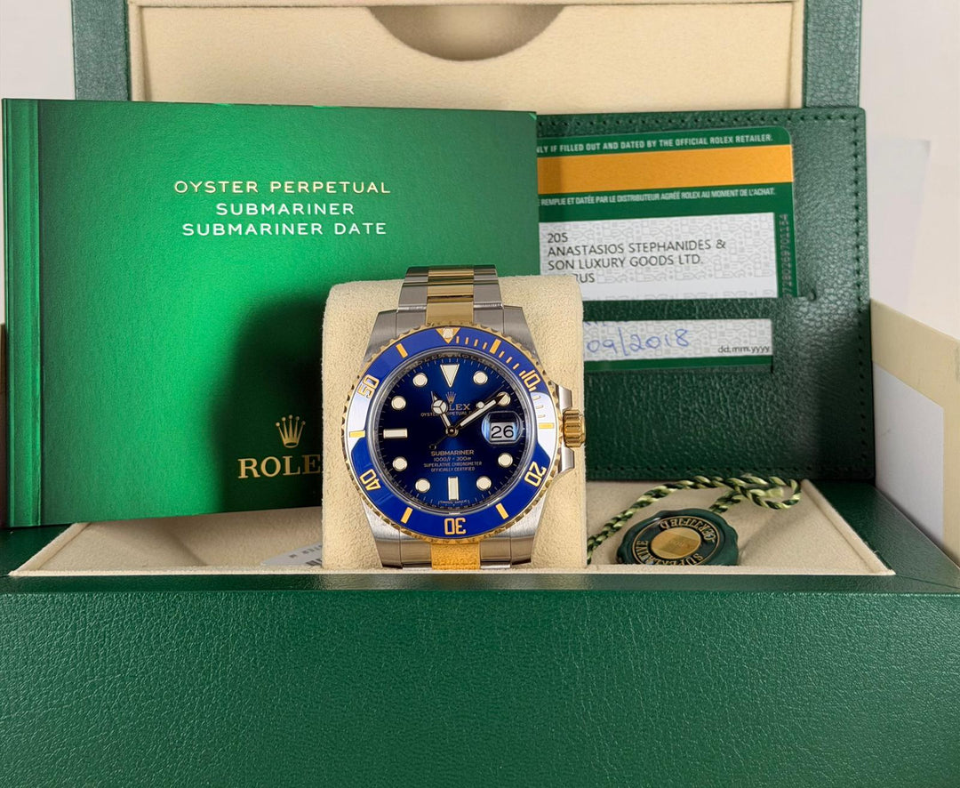 Rolex Submariner Date Bluesy 2018 EU papers Box and Papers Like New