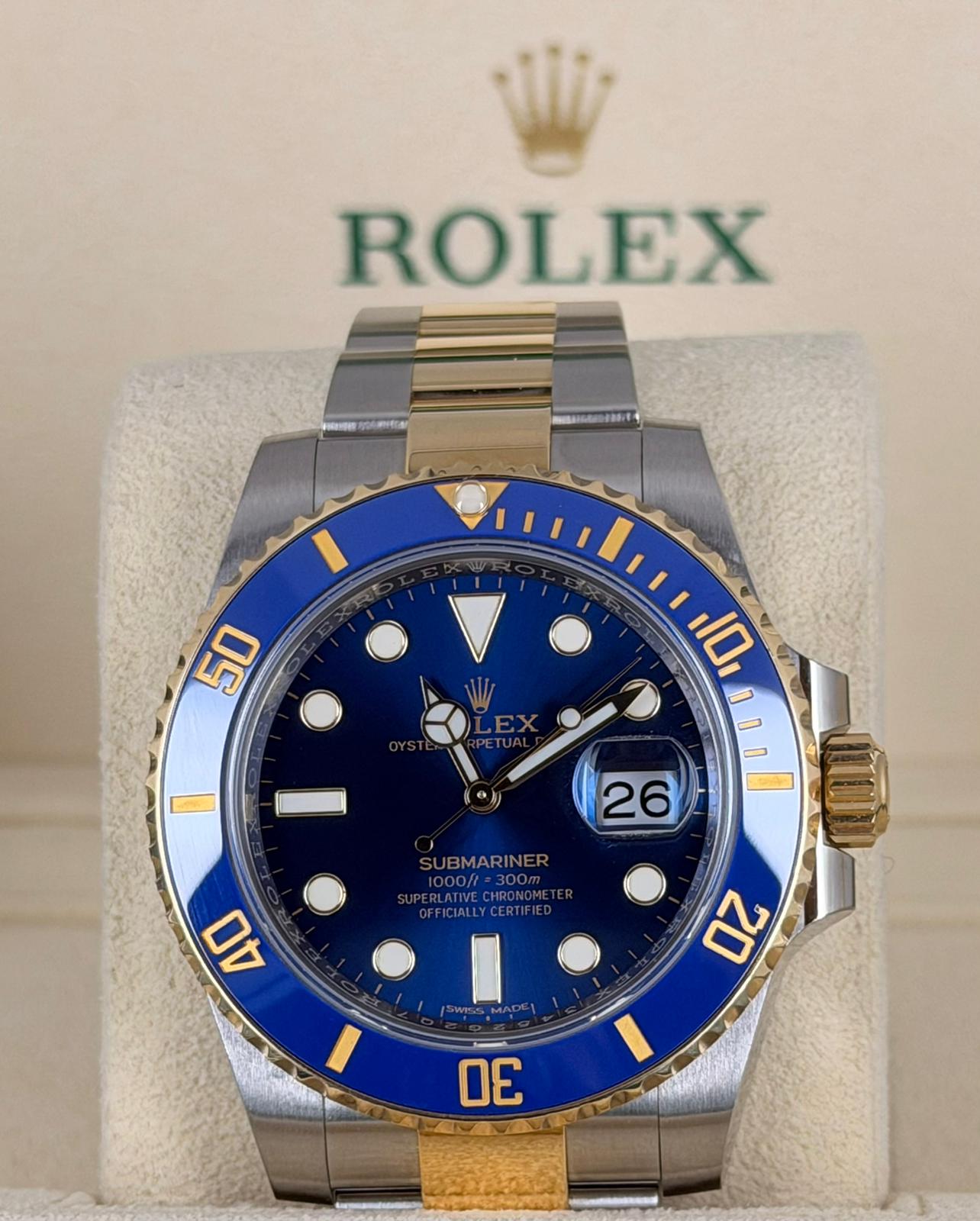 Rolex Submariner Date Bluesy 2018 EU-Papiere Box und Papiere wie neu