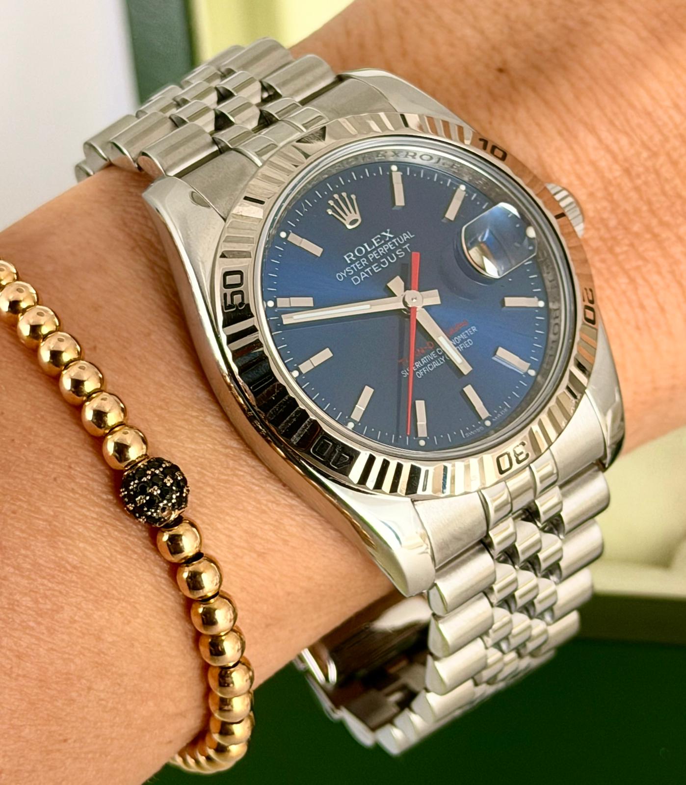 Rolex Datejust Turn-O-Graph Turn-O-Graph blaues Zifferblatt Jubilé Komplettset 2008