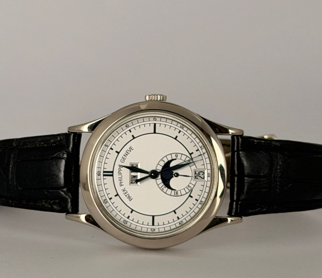 Patek Philippe Annual Calendar Box and Papers 2008 18k White Gold Blue indicators