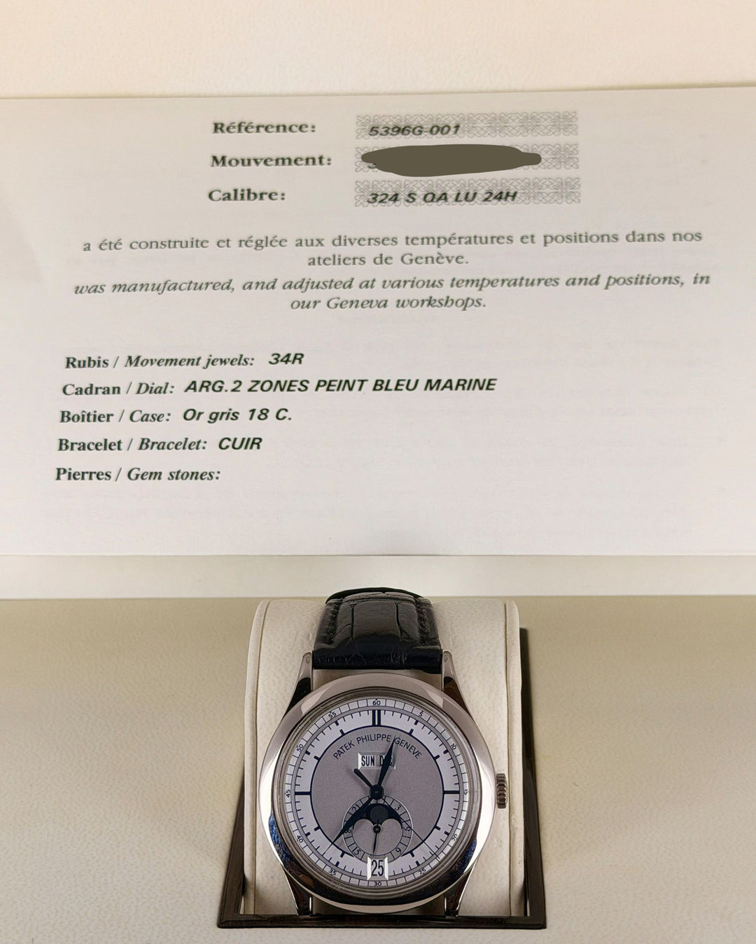 Patek Philippe Annual Calendar Box and Papers 2008 18k White Gold Blue indicators