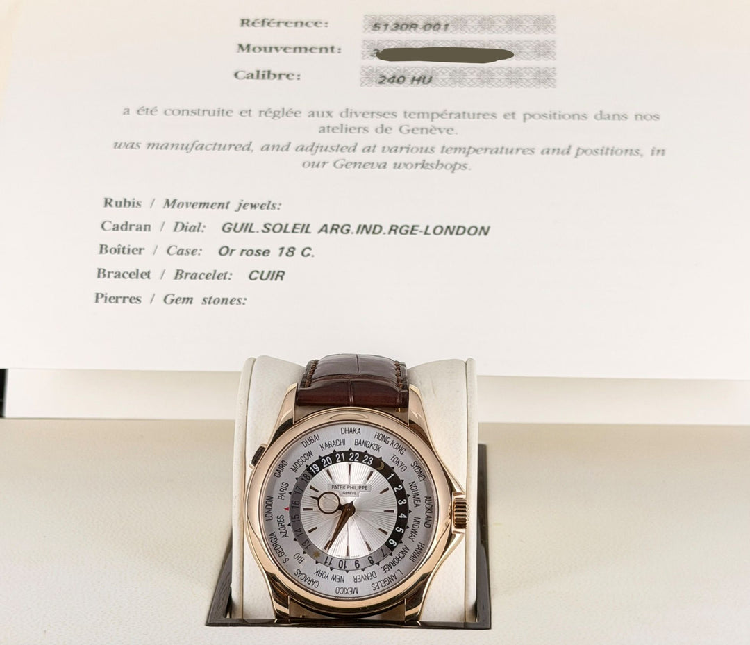 Patek Philippe World Time Rose Gold 18k Box and Papers 2008