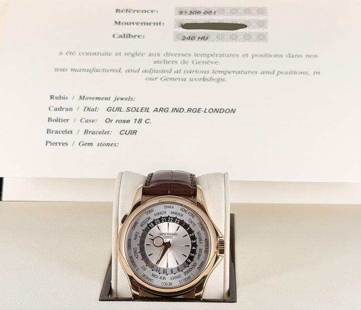 Patek Philippe World Time Rose Gold 18k Box and Papers 2008