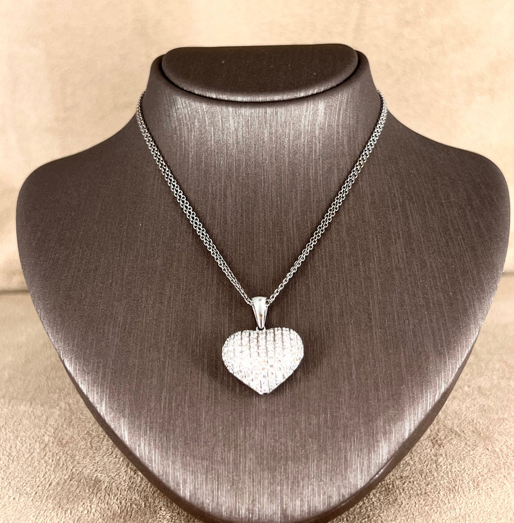 Weißgoldkette mit Diamant-Herzanhänger
