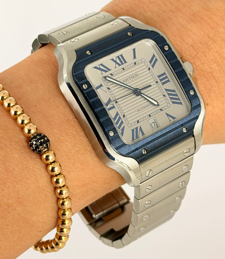 Cartier Santos De Cartier 2022 Large Dial BLUE CERAMIC BEZEL Full Set unpolished