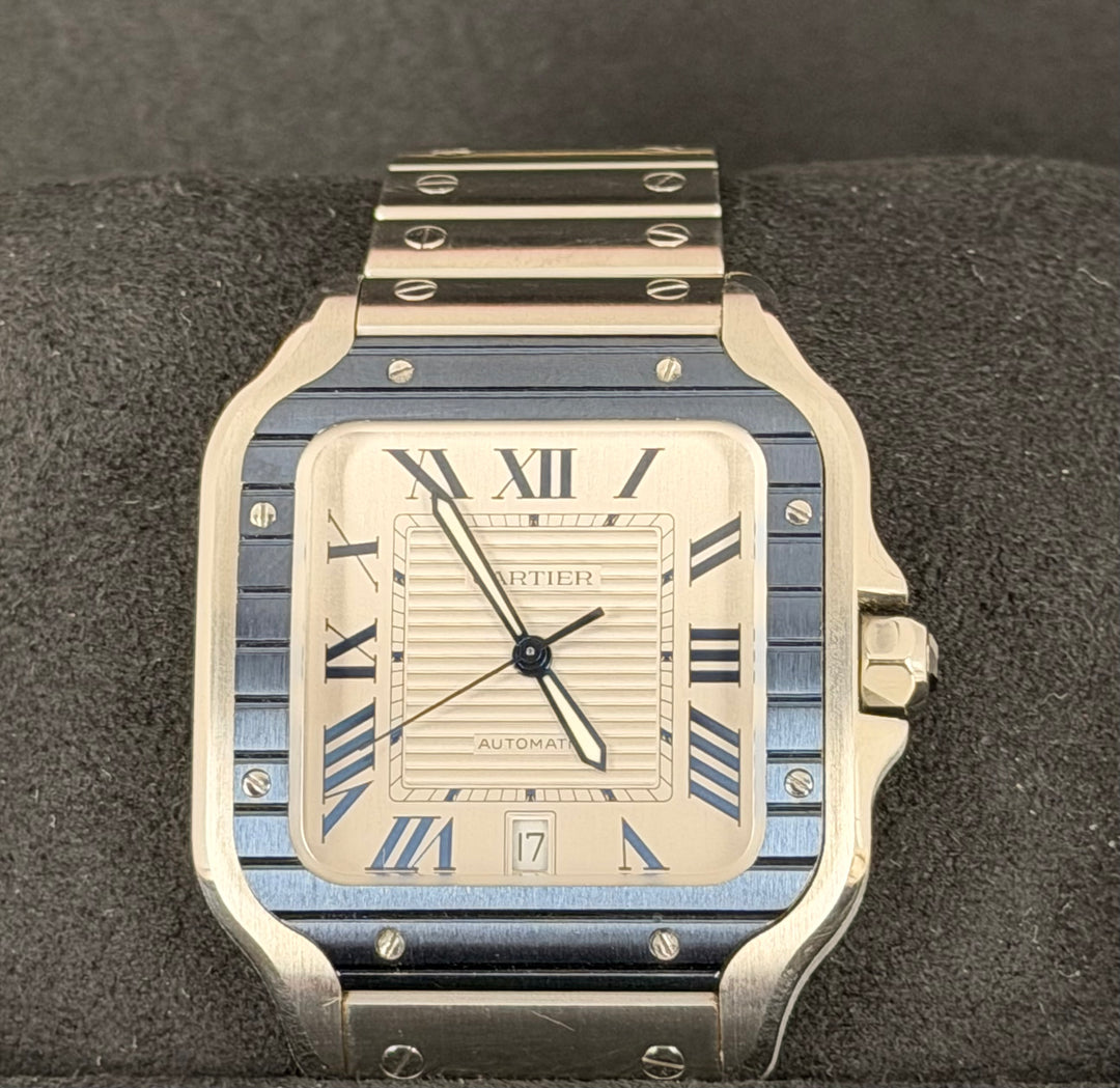 Cartier Santos De Cartier 2022 Large Dial BLUE CERAMIC BEZEL Full Set unpolished