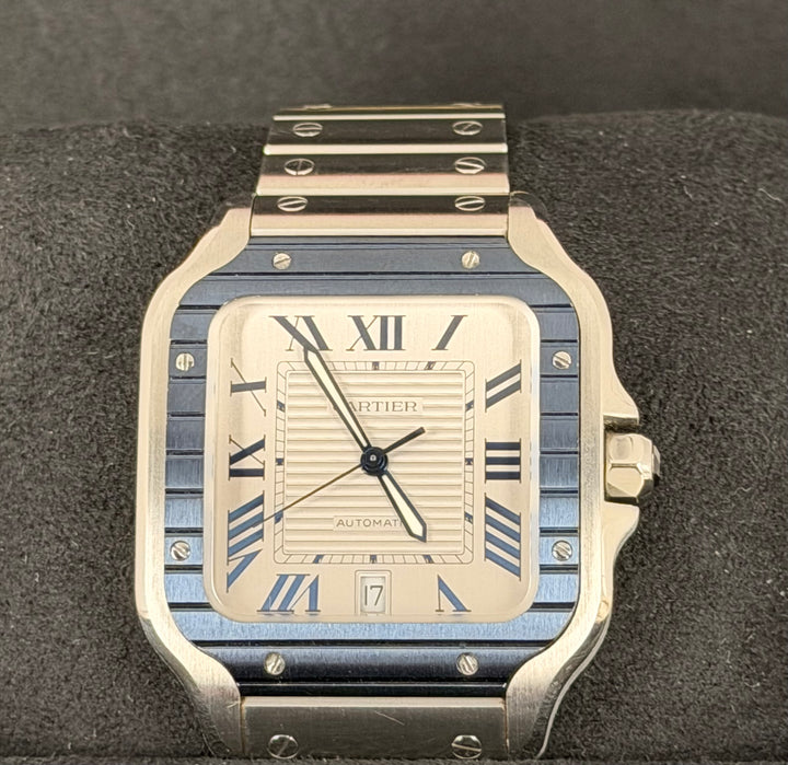 Cartier Santos De Cartier 2022 Large Dial BLUE CERAMIC BEZEL Full Set unpolished