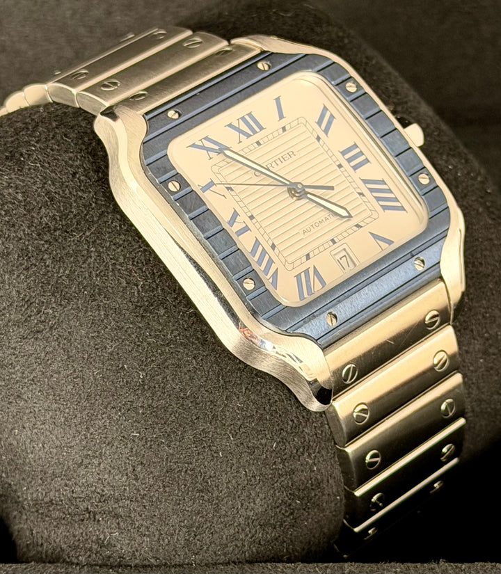 Cartier Santos De Cartier 2022 Large Dial BLUE CERAMIC BEZEL Full Set unpolished