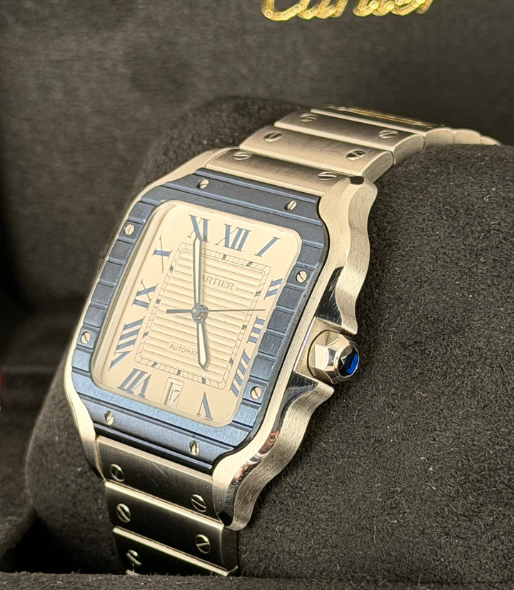 Cartier Santos De Cartier 2022 Large Dial BLUE CERAMIC BEZEL Full Set unpolished