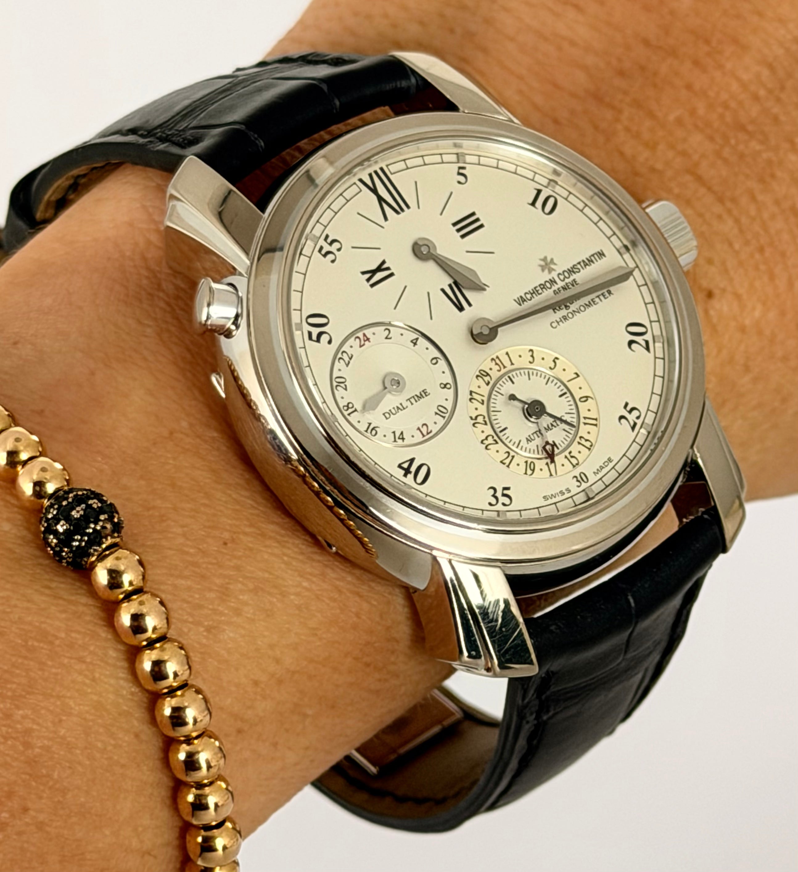 Vacheron Constantin Malte Dual Time Regulator Vollset Sammlerstück 18 Karat Weißgold