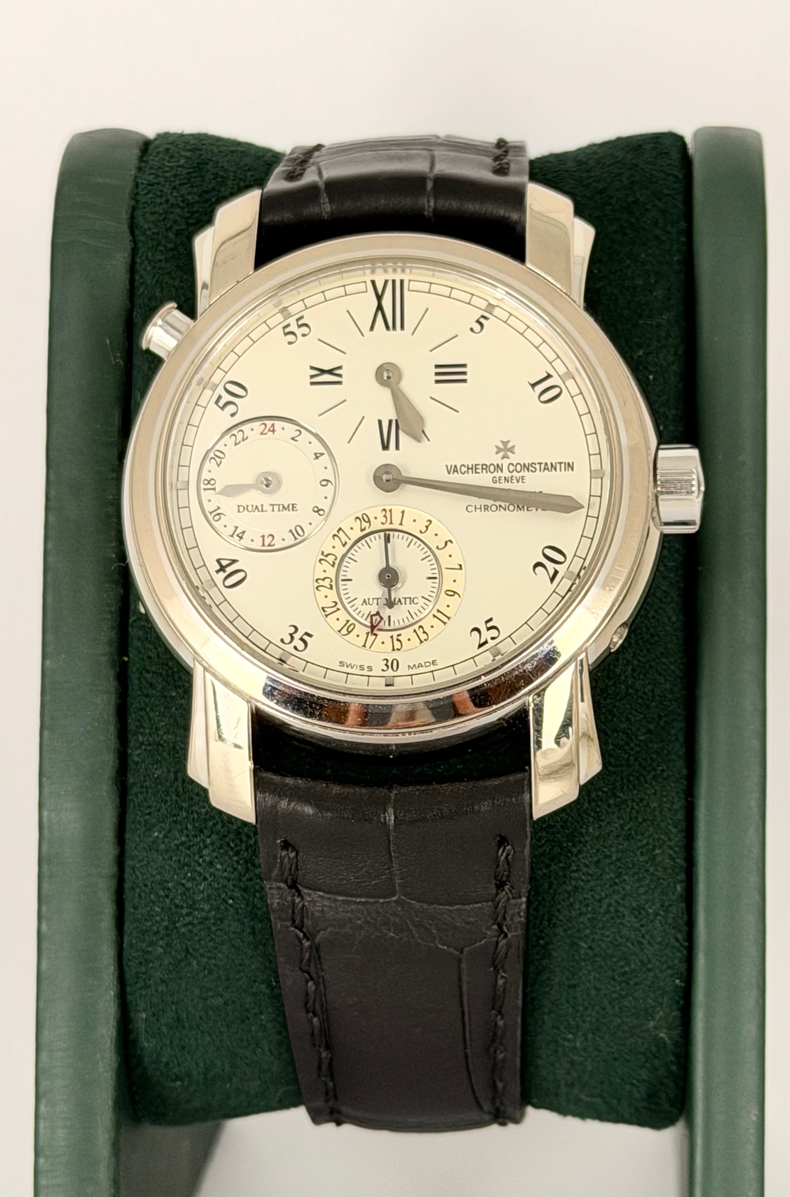 Vacheron Constantin Malte Dual Time Regulator Vollset Sammlerstück 18 Karat Weißgold