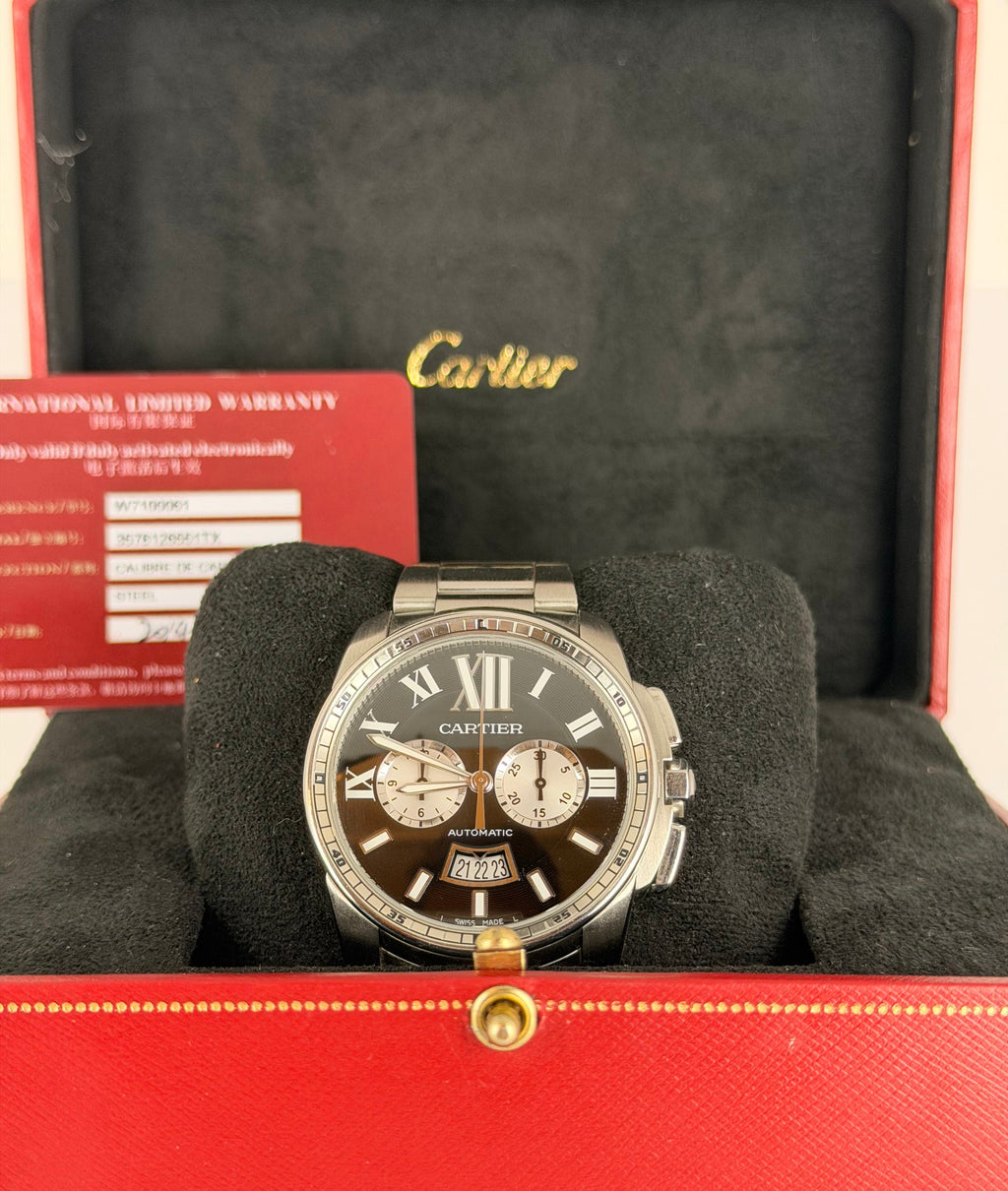 Cartier Calibre de Cartier Chronograph Mit Box und Papieren Wie Neu
