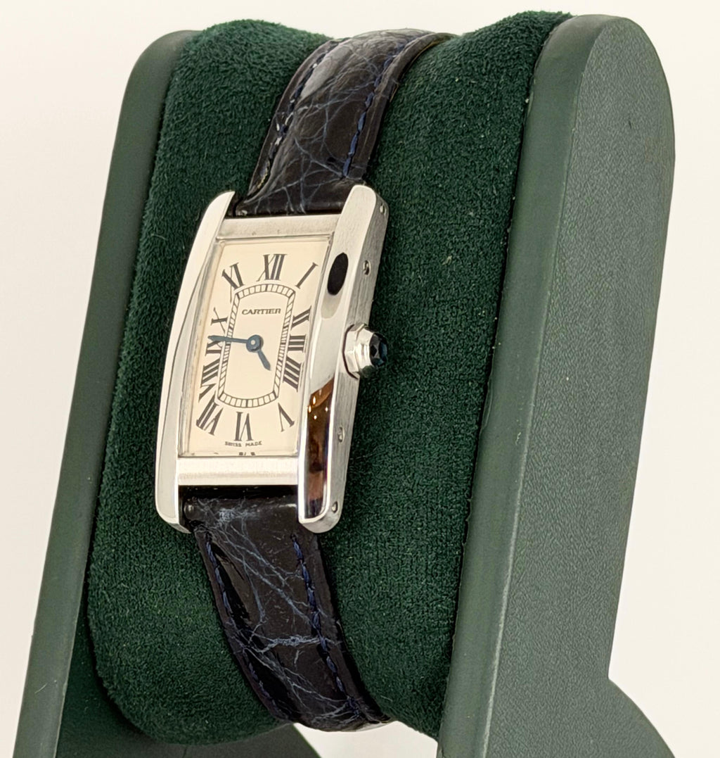 Cartier Tank Américaine Mini Size 18k Weiss Gold Mit Box und Papieren