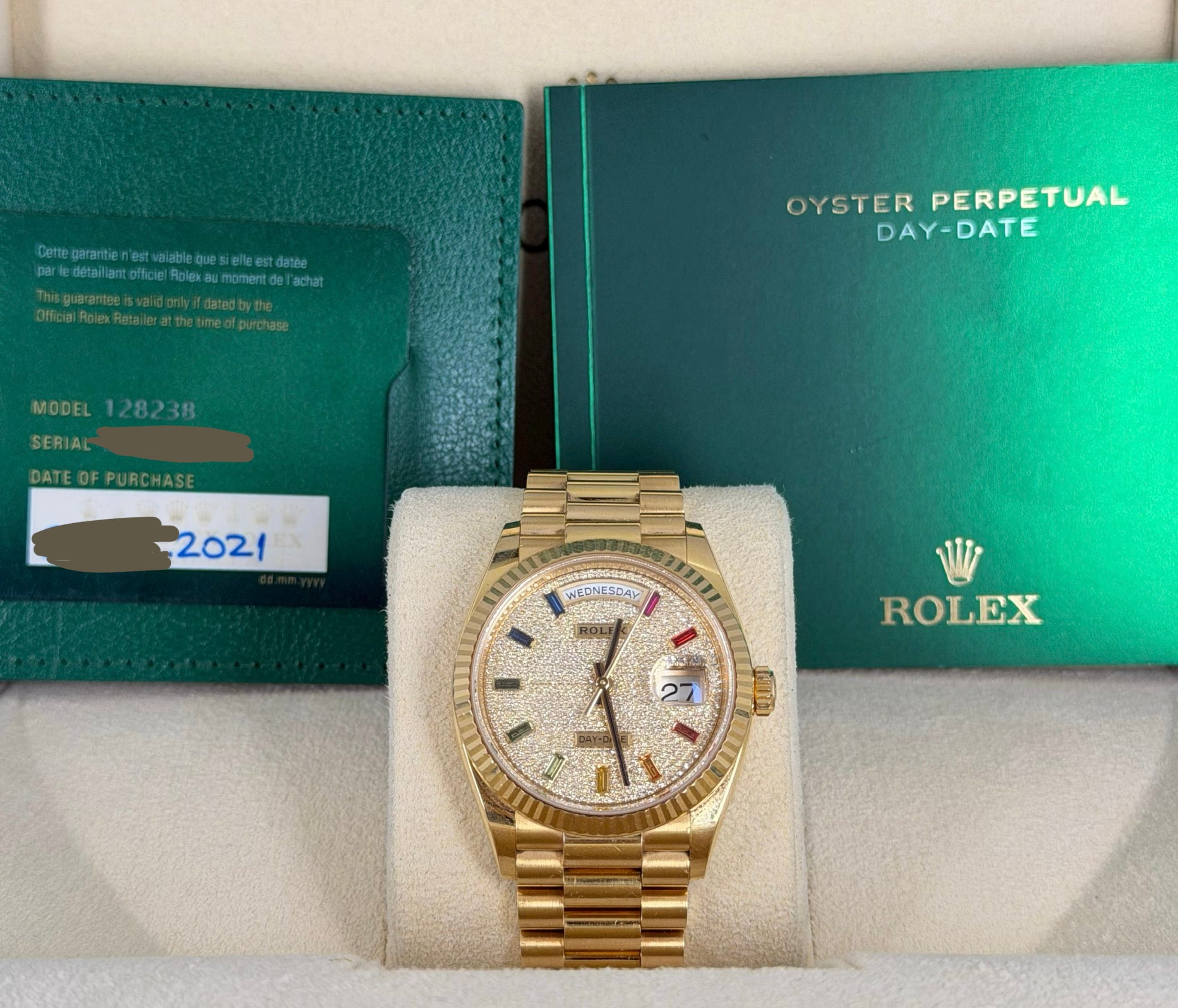 Rolex Day-Date 36 Factory Diamanten Zifferblat Full Set Wie Neu