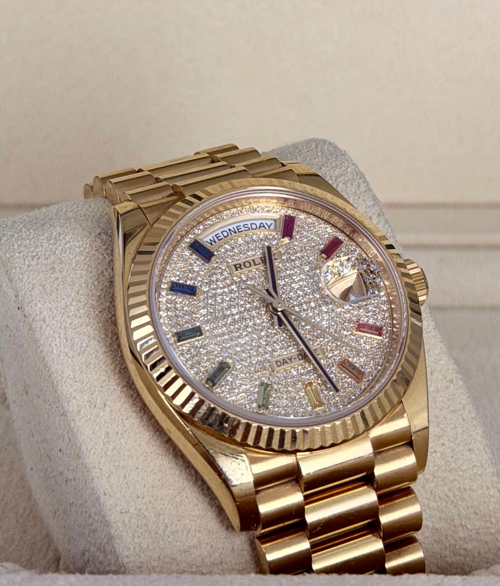 Rolex Day-Date 36 Factory Diamanten Zifferblat Full Set Wie Neu