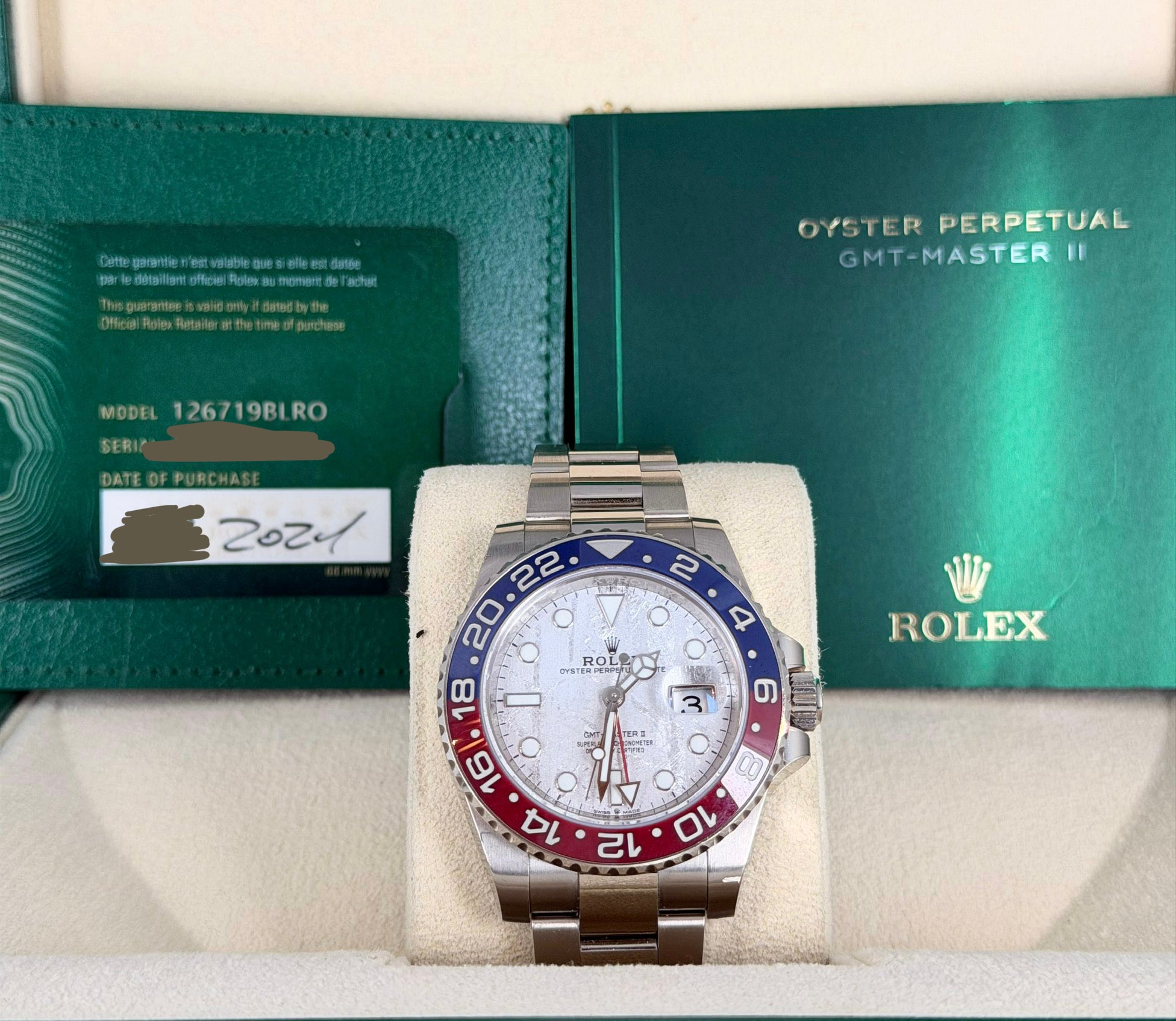 Rolex GMT-Master II Meteorit-Zifferblatt Full Set Unpoliert 2021
