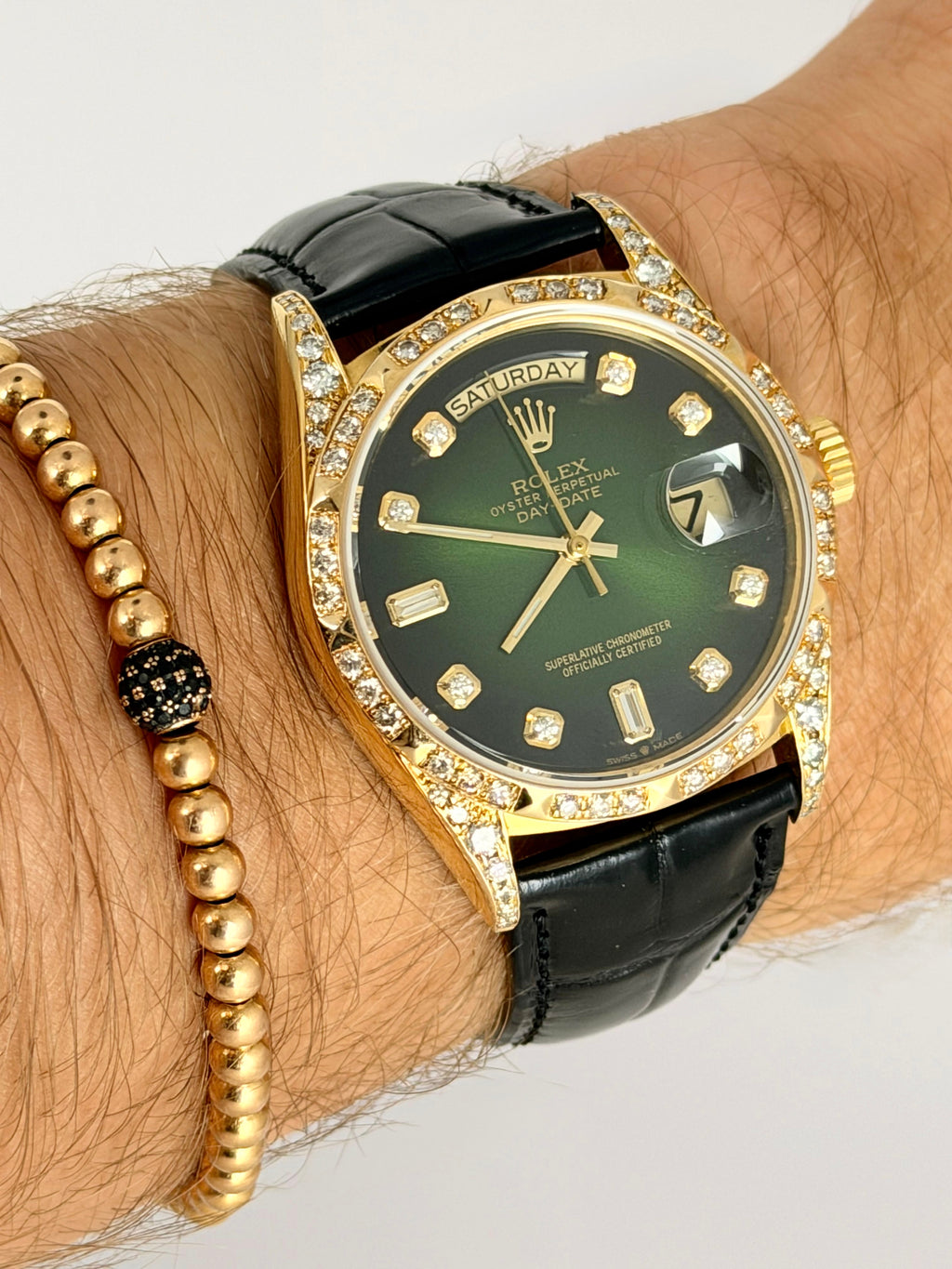 Rolex Day-Date 36 Aftermarket-Diamanten & Zifferblatt, Full Set