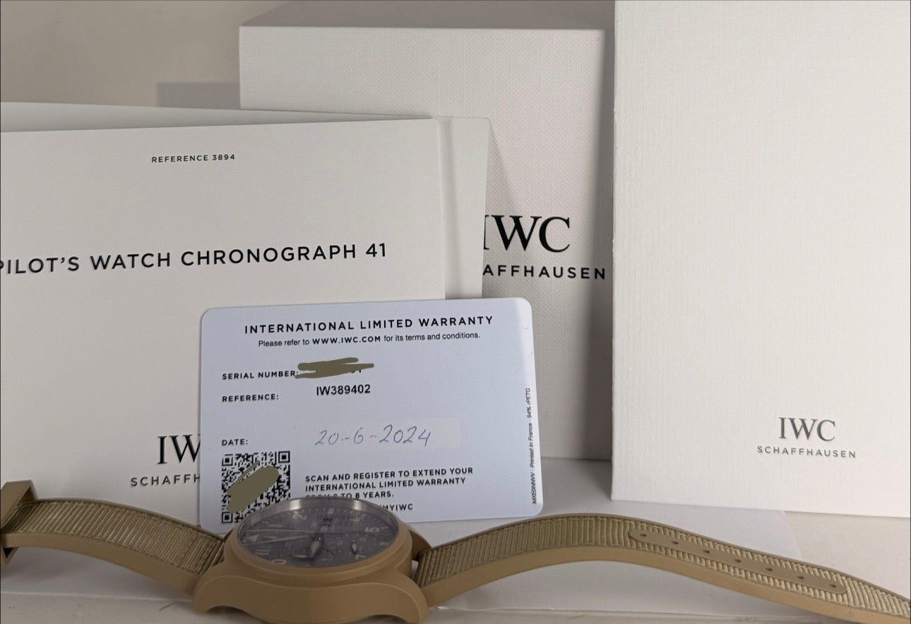 IWC Pilot Chronograph Top Gun 41 Top Gun Mojave Desert Uhr Chronograph 2024 wie neu, Full Set, Zustand neuwertig