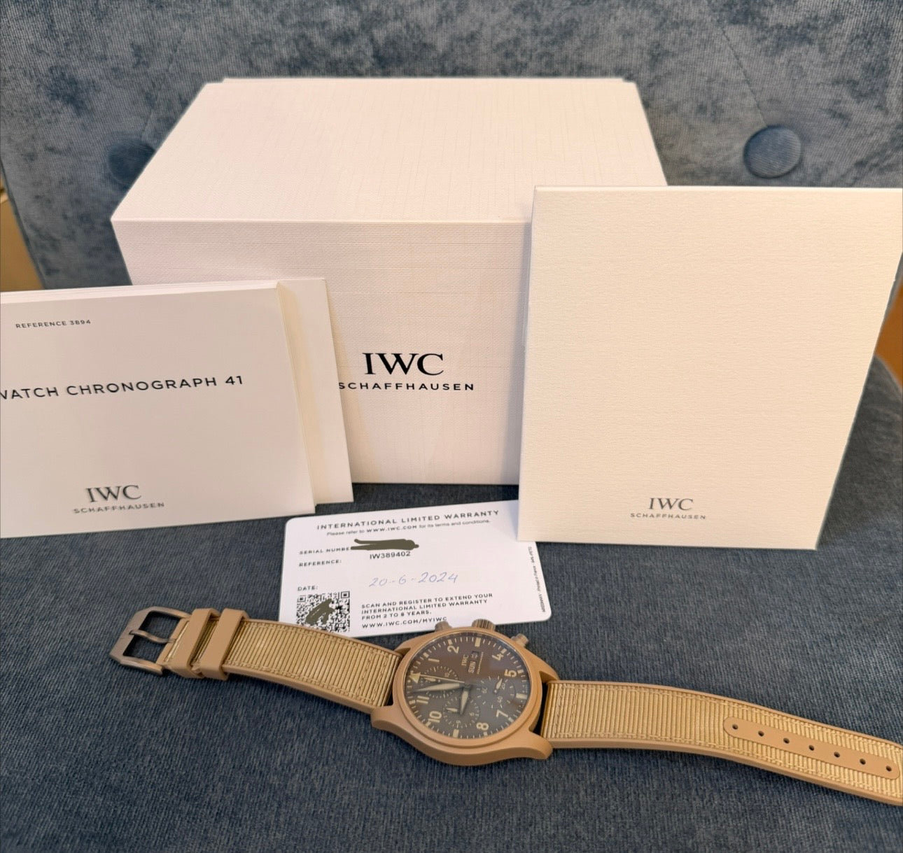 IWC Pilot Chronograph Top Gun 41 Top Gun Mojave Desert Uhr Chronograph 2024 wie neu, Full Set, Zustand neuwertig