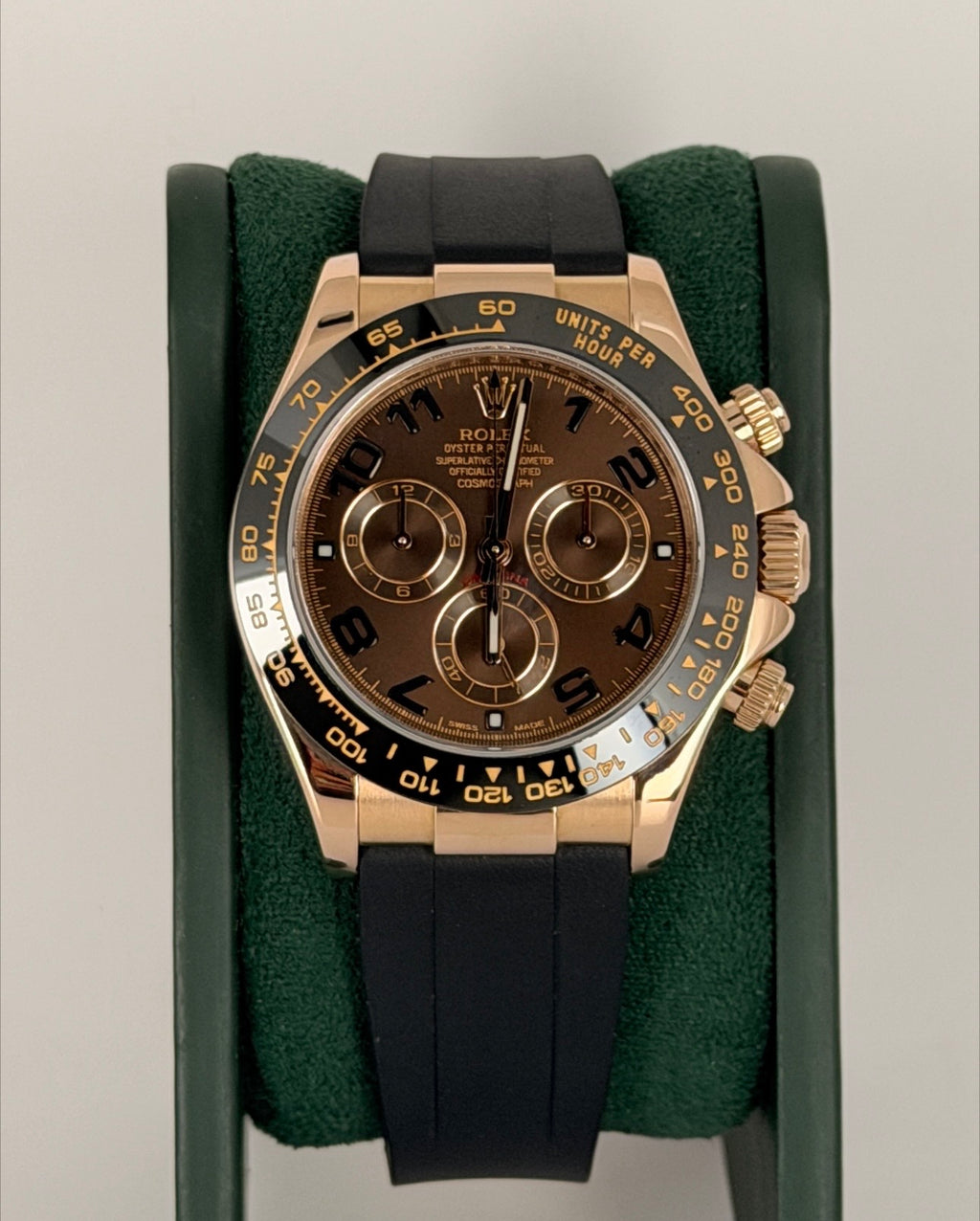 Rolex Daytona Schokoladen-Zifferblatt, 2013, LC 100, Box und Papiere, Mint-Zustand