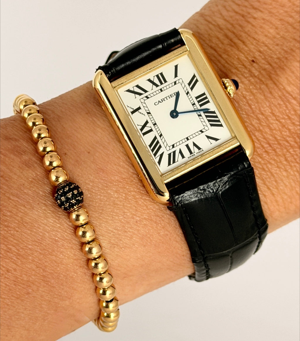 Cartier Tank Solo mit Box und Papieren, 18k-Goldgehäuse, Baujahr 2015