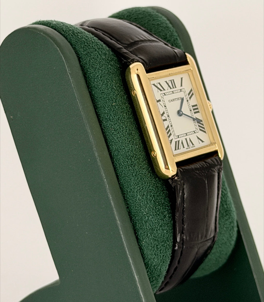 Cartier Tank Solo mit Box und Papieren, 18k-Goldgehäuse, Baujahr 2015