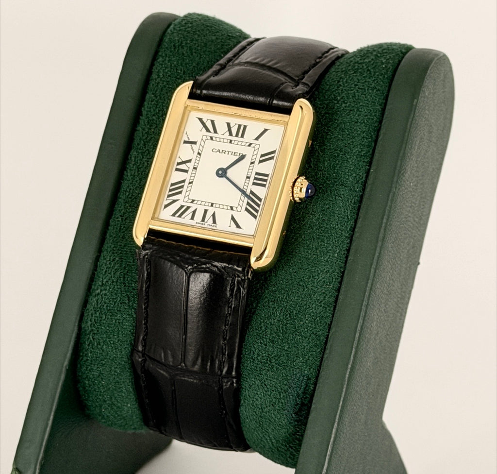 Cartier Tank Solo mit Box und Papieren, 18k-Goldgehäuse, Baujahr 2015