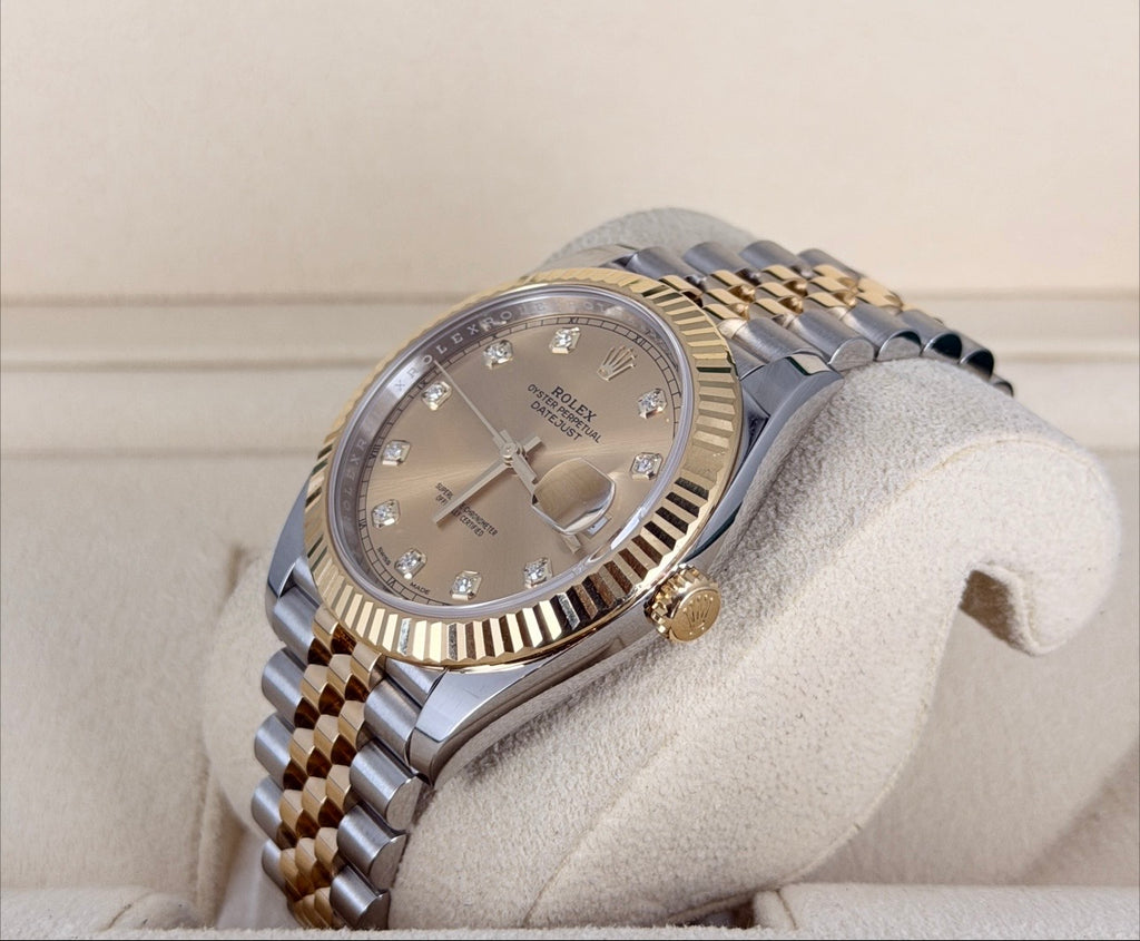 Rolex Datejust 41 Diamanten Zifferblat 18k Gold Box und Papieren 2018